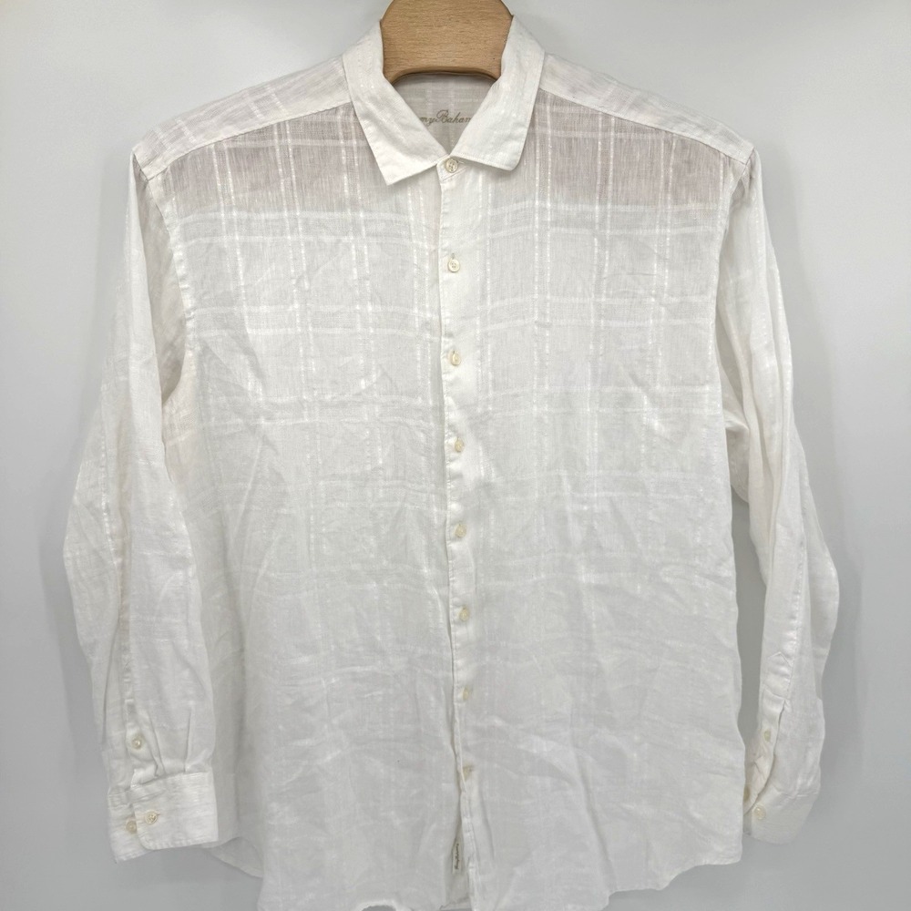 Tommy Bahama Mens Long Sleeve Button Up 2XT White 100% Linen Casual Beach Cruise
